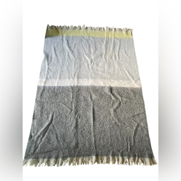 St. Albans 100% Mohair Wool Gray/Yellow/White Throw Blanket - Picture 11 of 11